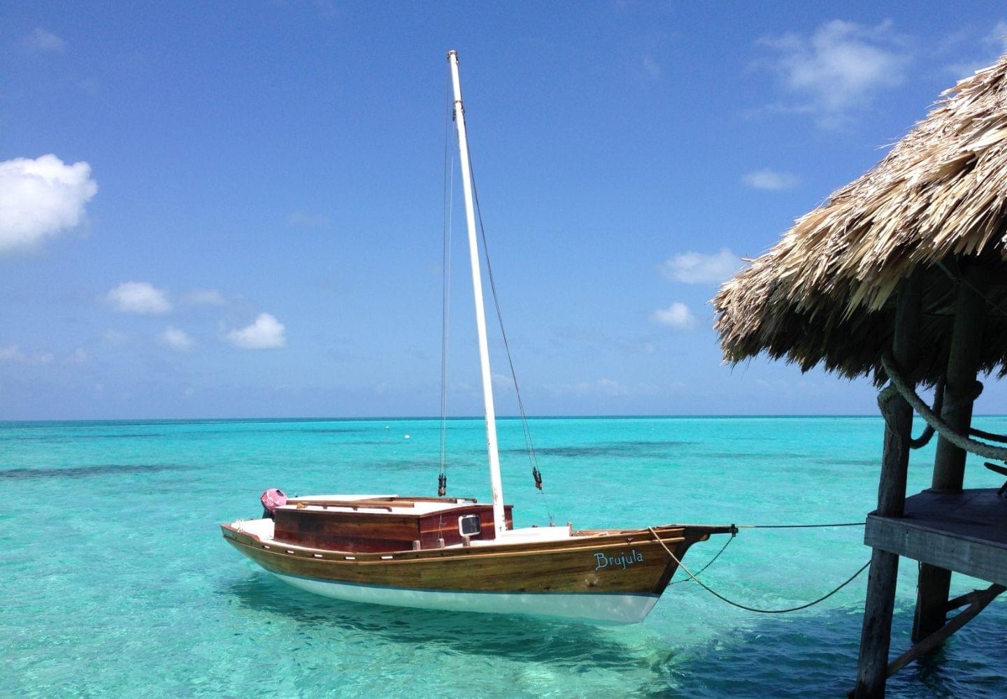 boat at glover reef atoll belize