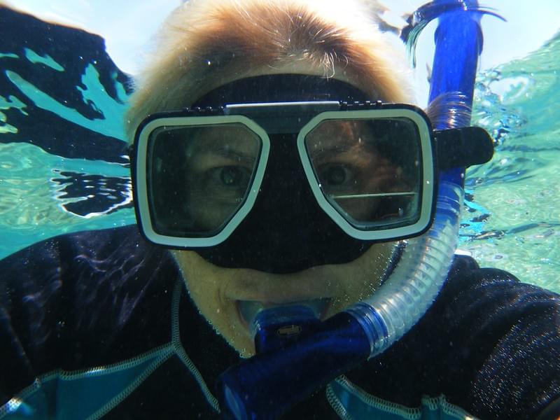 lady wearing prescription snorkel mask