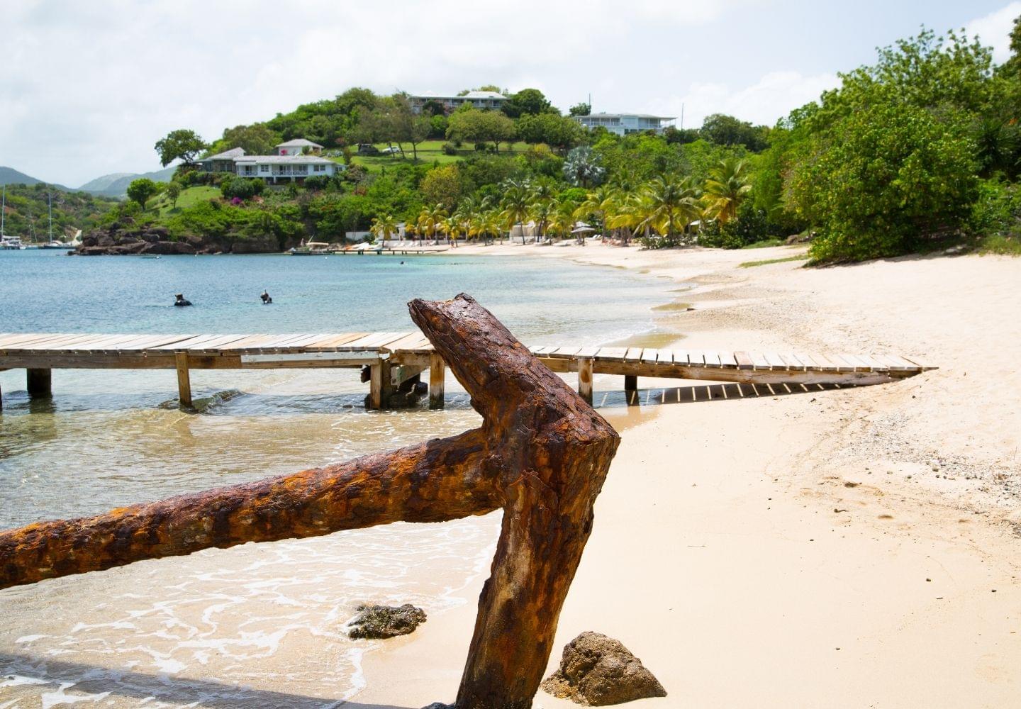 rusty anchor at Galleon Beach